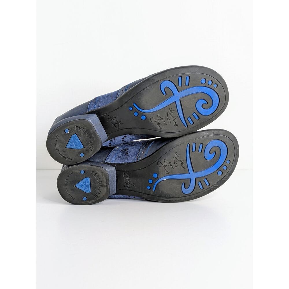 John Fluevog Erika Fellowship Oxford 9 Blue Two Tone Saddle Shoe Lace Low Heel - Picture 11 of 16
